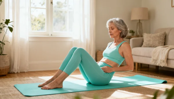 Woman doing pelvic floor exercises for stress incontinence 2026