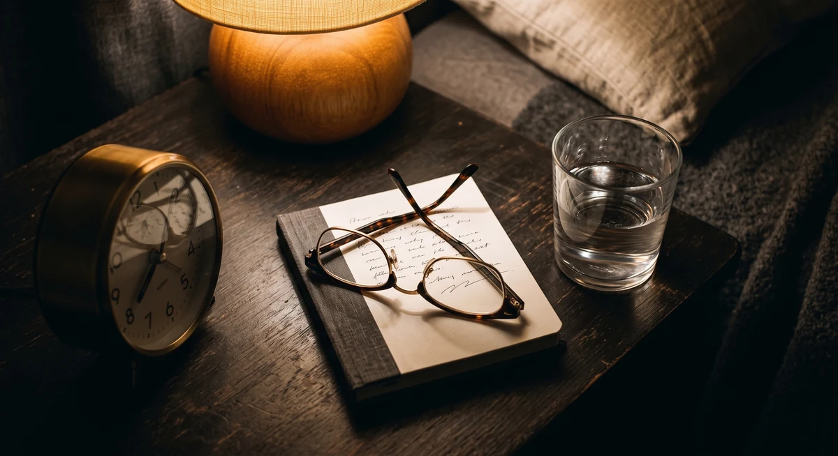 Bedside table at night showing why an evening probiotic dose causes night-time urination