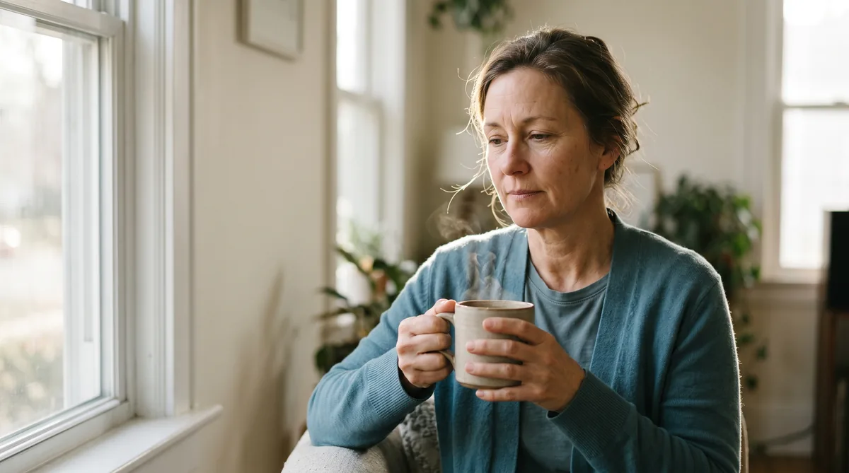 Woman holding a mug of black coffee during her intermittent fasting window